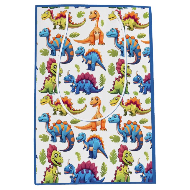 Lebhaftes Dinosaurier-Themed Party Dino-Mite Mittlere Geschenktüte (Vorderseite)