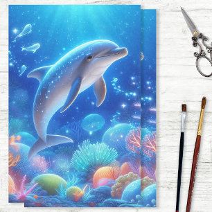 Lebhaftes Dolphin Ocean Reef Dekoupage Seidenpapier
