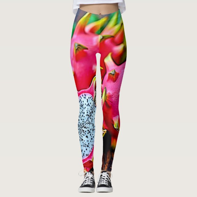 Lebhaftes Dragon Fruit Beauty Design Leggings (Vorderseite)