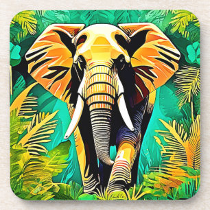 Lebhaftes Dschungel Elephant Scene Design Getränkeuntersetzer
