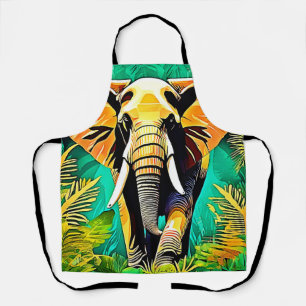 Lebhaftes Dschungel Elephant Scene Design Schürze
