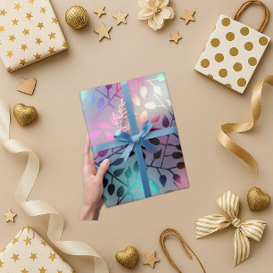 Lebhaftes dunkles Hintergrundbild farbenfrohe Blät Geschenkpapier