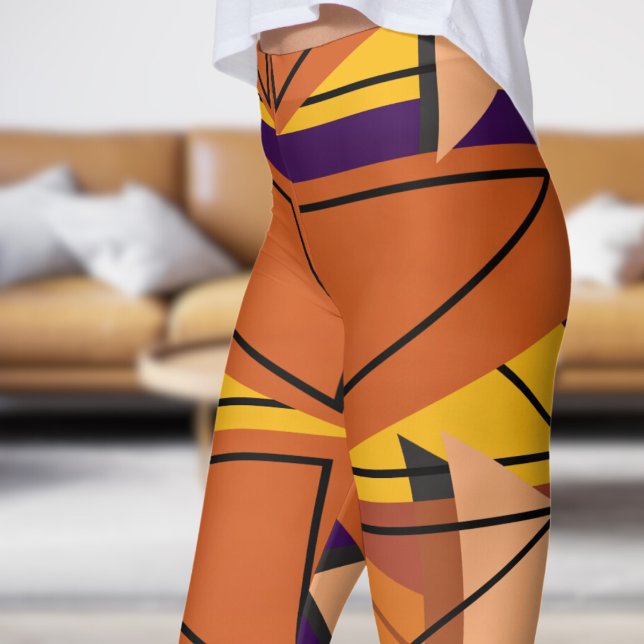 Lebhaftes dunkles Lila Mosaikmuster Leggings (Angles with Dark Purple Leggings)