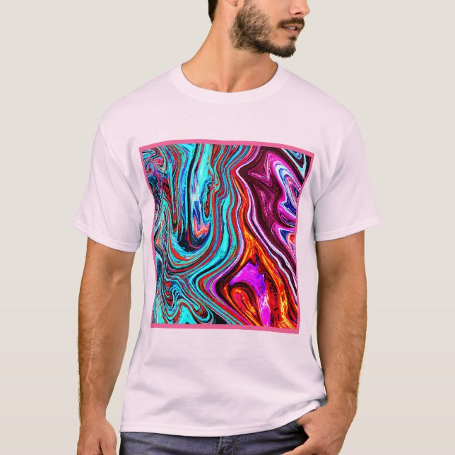 Lebhaftes, dynamisches Abstraktes Muster T-Shirt (Vorderseite)