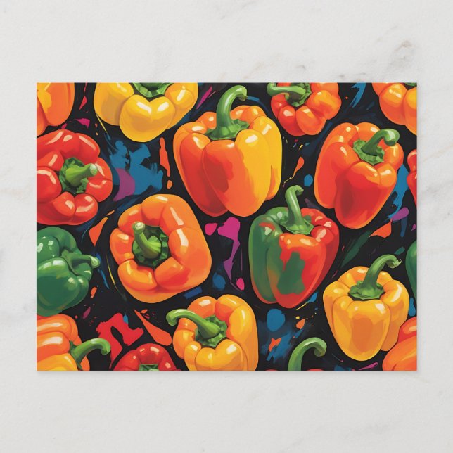 Lebhaftes dynamisches Bell Pepper-Muster Postkarte (Vorderseite)