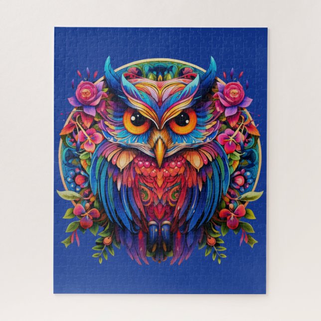 Lebhaftes Eule - farbenfroher Boho Puzzle (Vertikal)