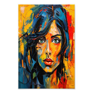 Lebhaftes expressionistisches Portrait Kühne Abstr Fotodruck