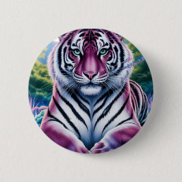 Lebhaftes Fantasy Tiger Portrait | exotisch Button