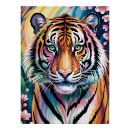 Lebhaftes Fantasy Tiger Portrait | exotisch Poster