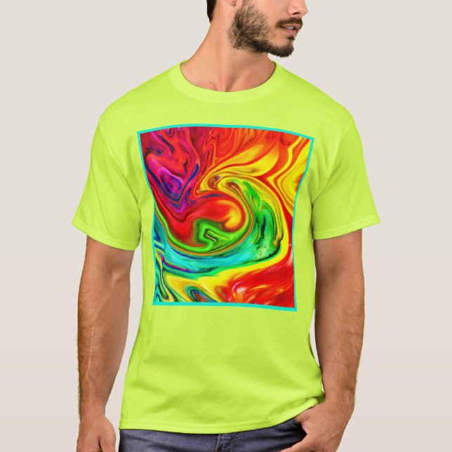 Lebhaftes, farbenfrohes Muster T-Shirt (Vorderseite)