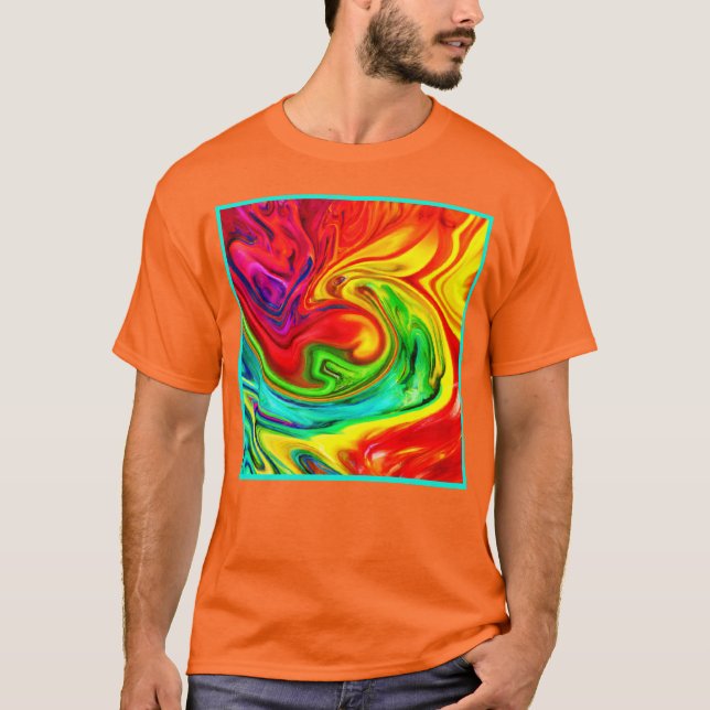 Lebhaftes, farbenfrohes Muster T-Shirt (Vorderseite)