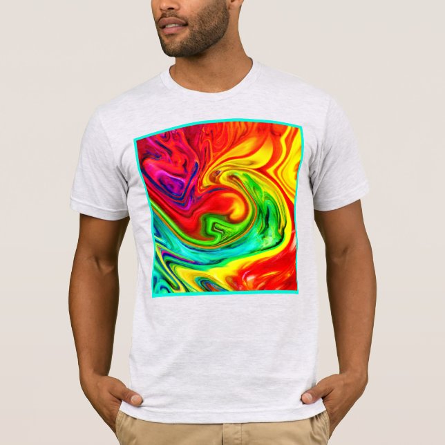 Lebhaftes, farbenfrohes Muster T-Shirt (Vorderseite)