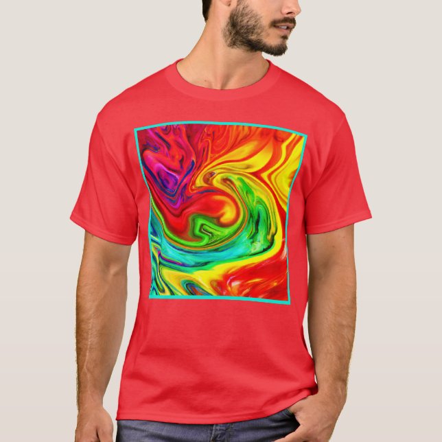 Lebhaftes, farbenfrohes Muster T-Shirt (Vorderseite)