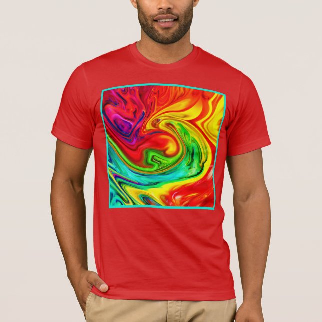 Lebhaftes, farbenfrohes Muster T-Shirt (Vorderseite)