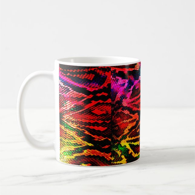 Lebhaftes, farbenfrohes Musterdesign aus abstrakte Kaffeetasse (Links)