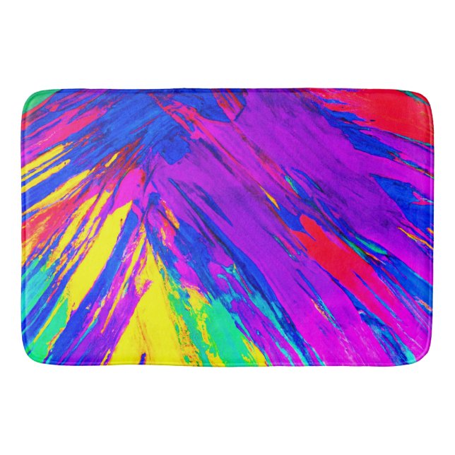 Lebhaftes farbenfrohes Regenbogendesign Badematte (Vorderseite)