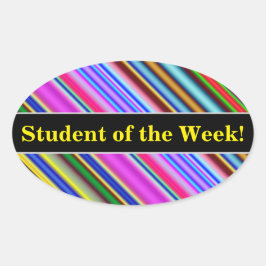 Lebhaftes, farbenfrohes Streifenmuster Ovaler Aufkleber