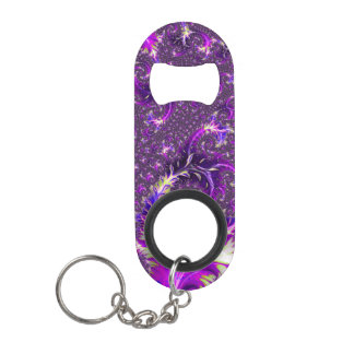 Lebhaftes farbenfrohes Trippy Groovy Boho Spiral F Mini Flaschenöffner