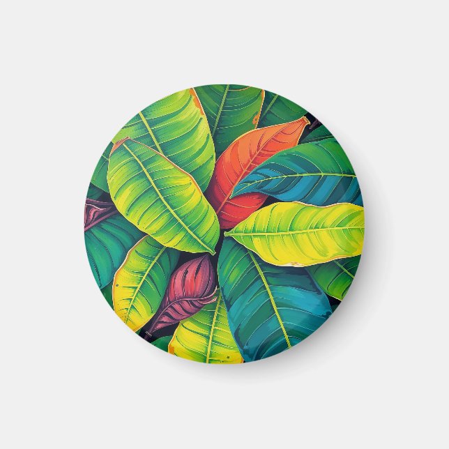 Lebhaftes farbenprächtiges Bananenblättermuster Magnet (Vorne)
