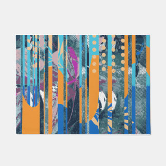 Lebhaftes farbenprächtiges Blumendesign und geomet Fußmatte