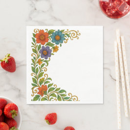 Lebhaftes farbenprächtiges Blumenmuster Serviette