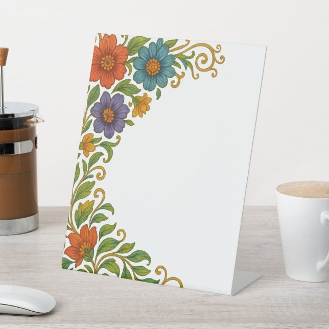 Lebhaftes farbenprächtiges Blumenmuster Sockelschild (In SItu)