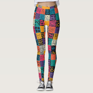 Lebhaftes farbiges Box-Muster (1) Leggings