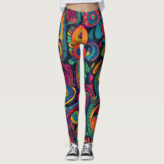 Lebhaftes farbiges indisches Textil-Muster Leggings