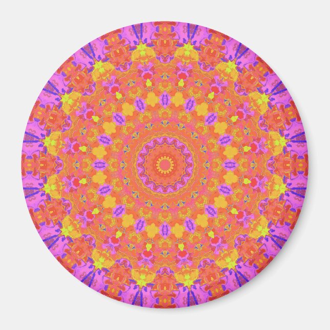 Lebhaftes farbiges Psychedelisches Abstraktes Kale Magnet (Vorne)