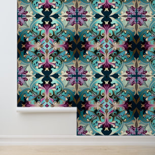 Lebhaftes, farbiges symmetrisches Wiederholmuster Tapete