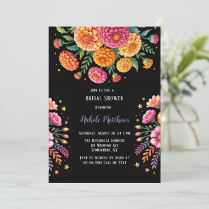 Lebhaftes Fiesta Wedding Bouquet Brautparty Einladung