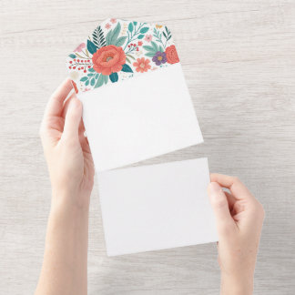 Lebhaftes, florales Multioptikmuster All In One Einladung