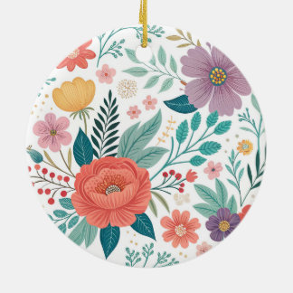 Lebhaftes, florales Multioptikmuster Keramik Ornament