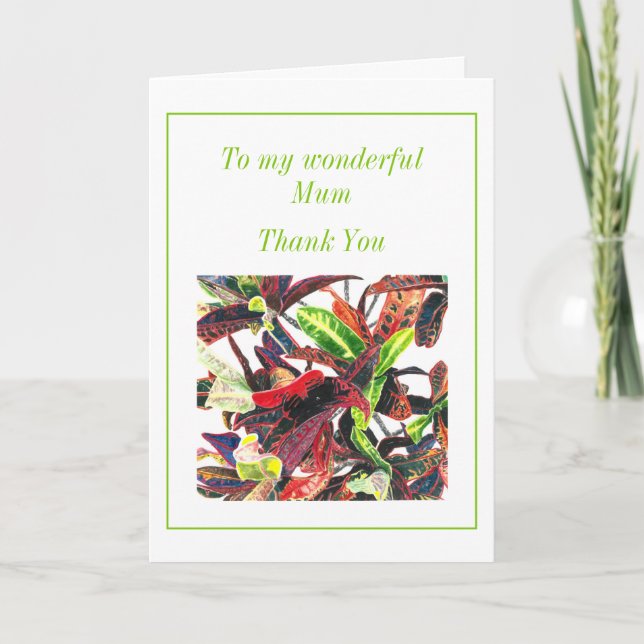 Lebhaftes Foliage Watercolor Mum Dankeskarte (Vorderseite)