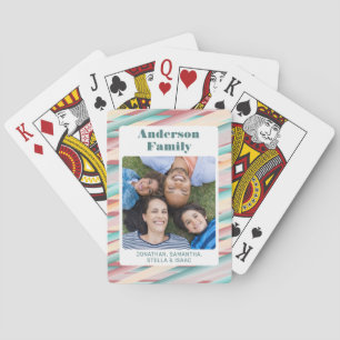 Lebhaftes Foto der Aquarellstreifen Spielkarten