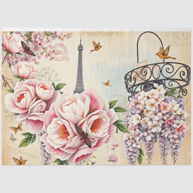 Lebhaftes französisches Collage Decoupage | Parise Seidenpapier (Vorderseite)