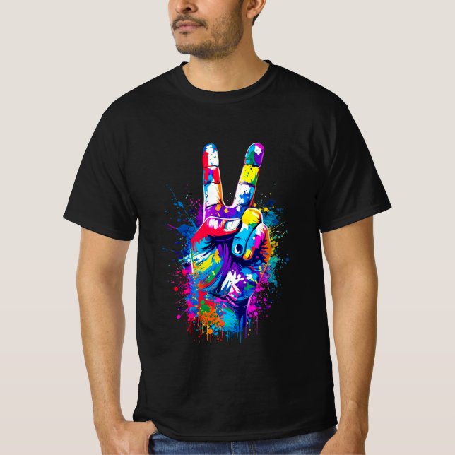 Lebhaftes Friedenszeichen T-Shirt (Vorderseite)