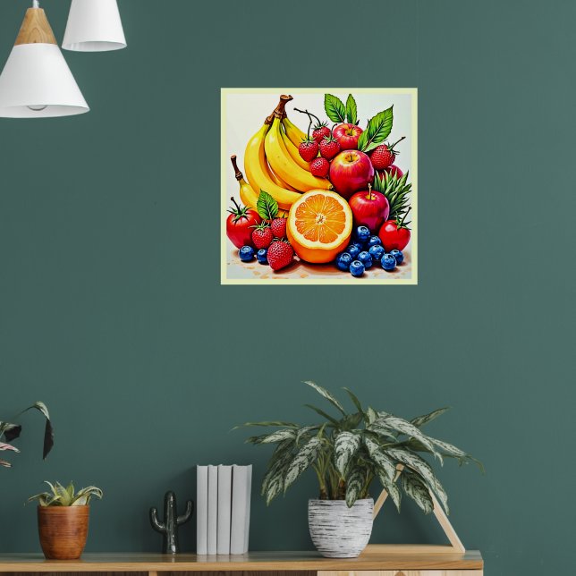 Lebhaftes frisches Obst Poster (Wohnzimmer 1)