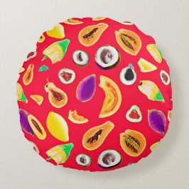 Lebhaftes Fruchtigkeit Delight Pattern Rundes Kissen