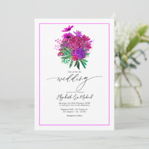 Lebhaftes Fuchsia Modernes Hochzeitsstipendiat QR- Einladung