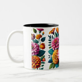 Lebhaftes Garden Blooms Blumendesign Zweifarbige Tasse
