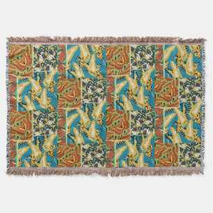 Lebhaftes Gelb & Türkis Art Deco Schmetterlingskun Decke