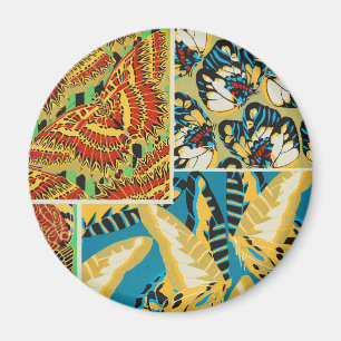 Lebhaftes Gelb & Türkis Art Deco Schmetterlingskun Magnet