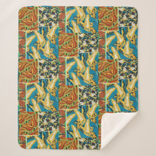 Lebhaftes Gelb & Türkis Art Deco Schmetterlingskun Sherpadecke