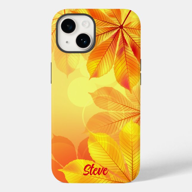 Lebhaftes gelbes Blatt anpassbar Case-Mate iPhone Hülle (Rückseite)
