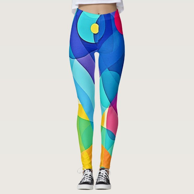 Lebhaftes geometrisches Abstrakt Leggings (Vorderseite)