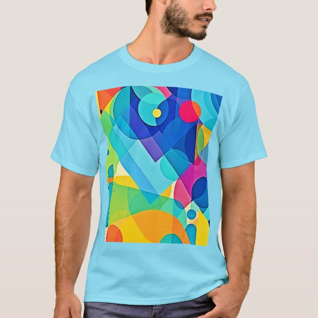 Lebhaftes geometrisches Abstrakt T-Shirt (Vorderseite)