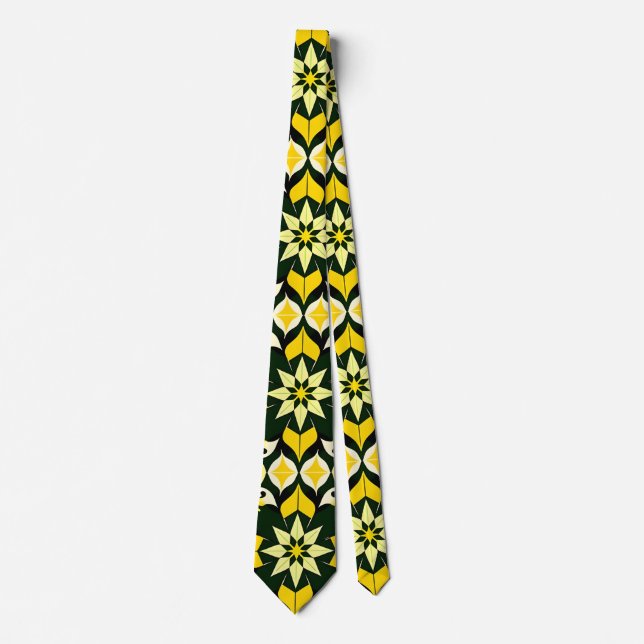 Lebhaftes geometrisches Blumendesign Krawatte (Vorderseite)