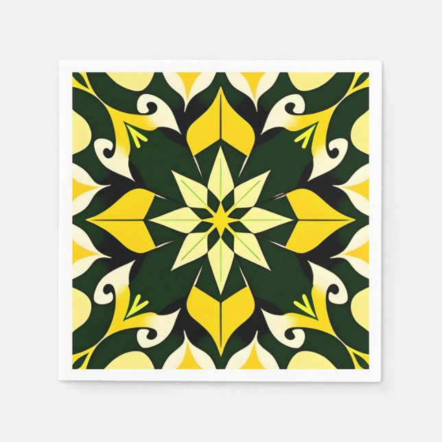 Lebhaftes geometrisches Blumendesign Serviette (Vorderseite)