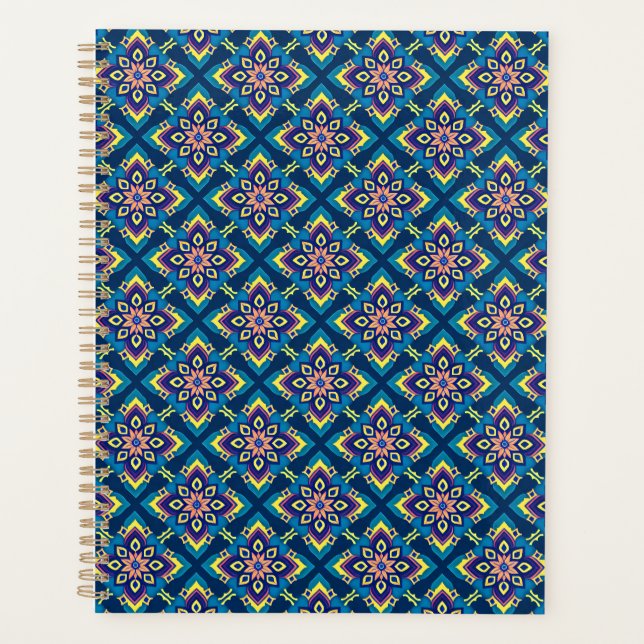 Lebhaftes geometrisches Boho-Muster Planer (Vorderseite)